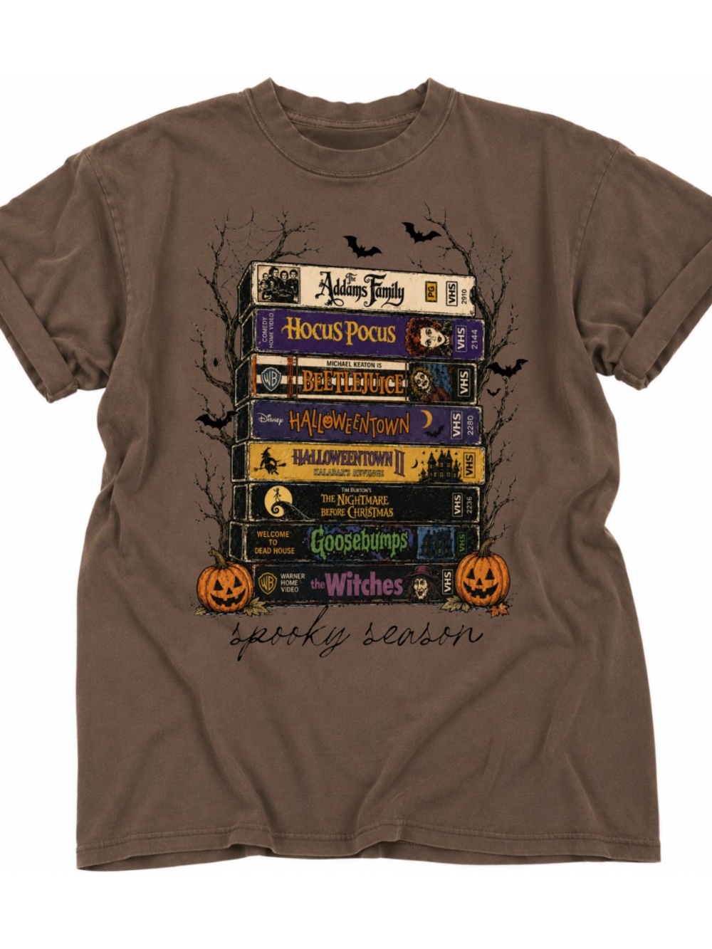 Spooky Season Brown Graphic Tee - Classic Halloween Stack